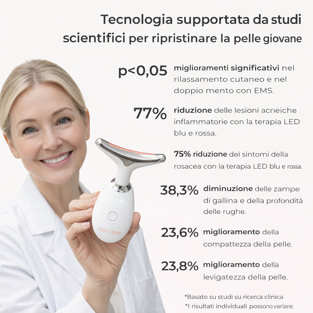 Solvery Glow™ — Dispositivo Professionale Viso | Luce Rossa + Vibrazioni · Clinicamente Testato